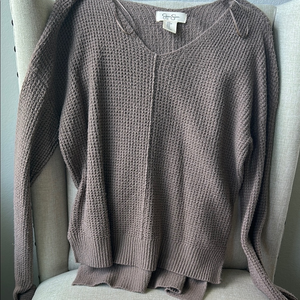 Jessica Simpson Brown V-Neck Sweater with Relaxed Fit